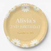 ボホデイジー2つのフローラゴールデンボヘミアン2番目の誕生日 ペーパープレート (正面)