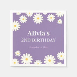 ボホデイジー2つのフローラパープルボヘミアン2番目の誕生日 スタンダードカクテルナプキン