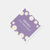 ボホデイジー2つのフローラパープルボヘミアン2番目の誕生日 スタンダードカクテルナプキン (角)