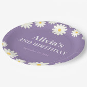 ボホデイジー2つのフローラパープルボヘミアン2番目の誕生日 ペーパープレート (アングル)