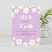 ボホデイジー2つのフローラパープルボヘミアン2番目の誕生日 招待状 (スタンド正面)