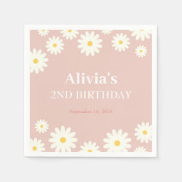 ボホデイジー2フローラピンクボヘミアン第2誕生日 スタンダードカクテルナプキン