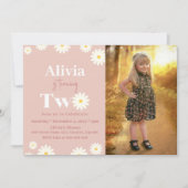 ボホデイジー2フローラピンクボヘミアン第2誕生日 招待状 (正面)