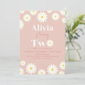 ボホデイジー2フローラピンクボヘミアン第2誕生日 招待状 (スタンド正面)