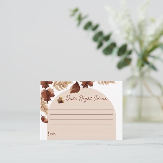 ボホデイトナイトアイディア秋ブライダルシャワー日付ゲーム エンクロージャーカード (スタンド正面)