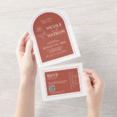 ボホデザインテラコッタラストアーストーン | QRコード オールインワン招待状 (貼ってはがせる)