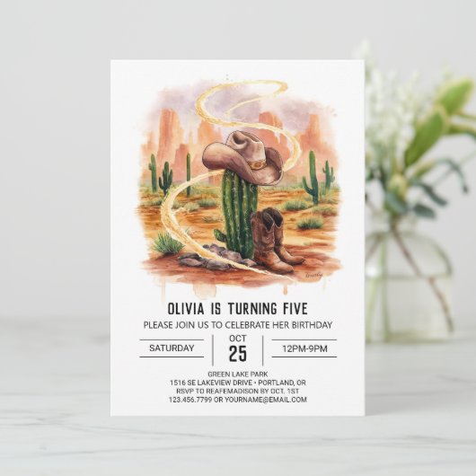 ボホデザートカウボーイ誕生日 招待状 (スタンド正面)