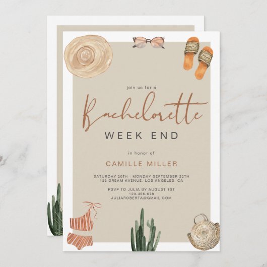 ボホデザートカクスタス バチェロレッテの行程 招待状 (正面/裏面)