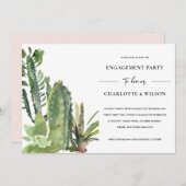 ボホデザートカッティ多肉動物婚約 招待状 (正面/裏面)