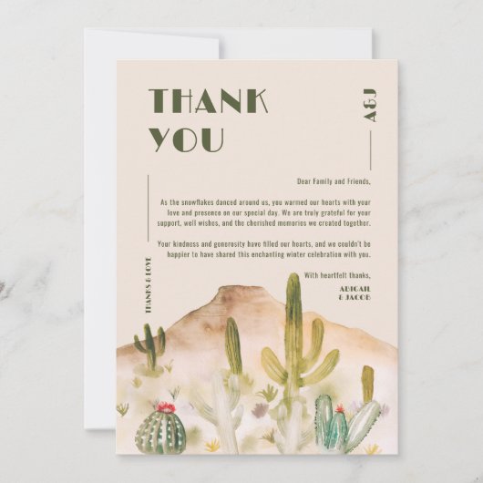 ボホデザートカボスアリゾナ行き先結婚式 サンキューカード (正面)