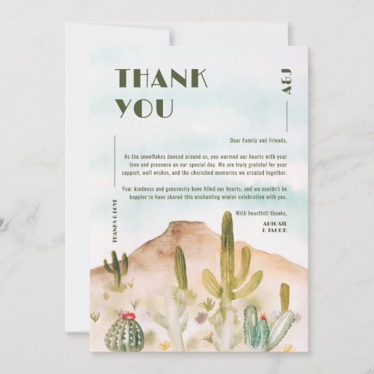 ボホデザートカボスアリゾナ行き先結婚式 サンキューカード (正面)