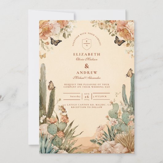 ボホデザートカボス結婚フローラ 招待状 (正面)