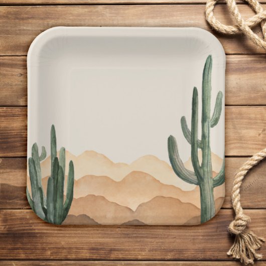 ボホデザートサボスサウスウエストカウボーイまたは女性のカーボーイ ペーパープレート