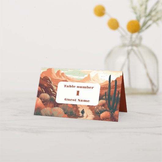 ボホデザートサボス図解入りの、写真付きの結婚ズ プレイスカード (正面)