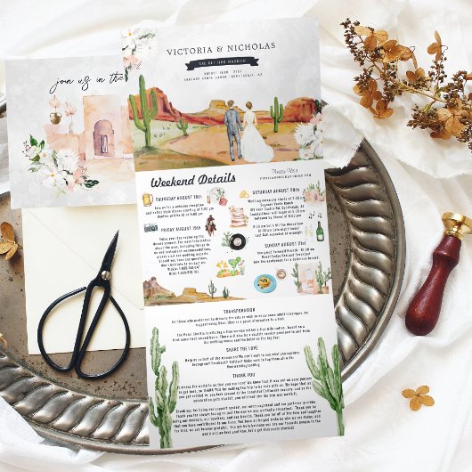 ボホデザートサボテン 図解入りの、写真付きの結婚| 三つ折り招待状