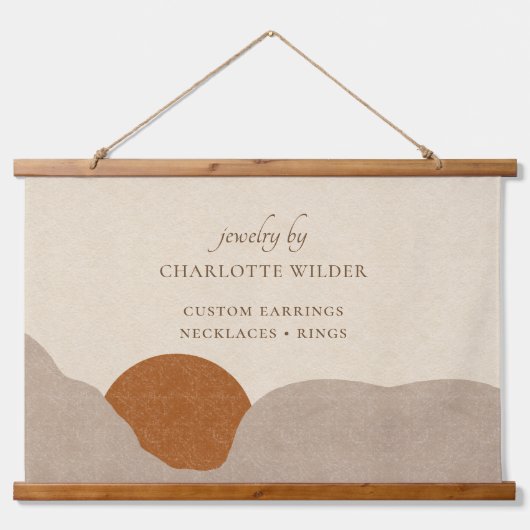 ボホデザートサンジュエリーデザイナーウッドトッピング 吊り下げ型タペストリー (正面)