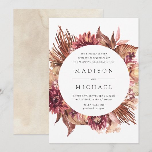 ボホデザートフローラフレ結婚ーム 招待状 (正面/裏面)