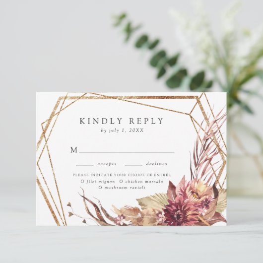 ボホデザートフローラ金ゴールド幾何学食の選択 出欠カード (スタンド正面)