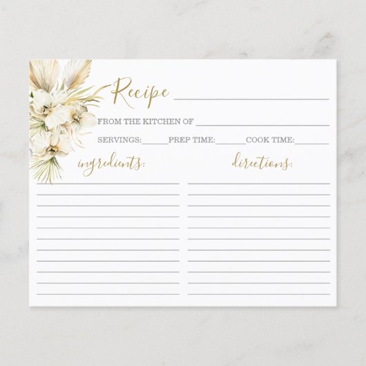 ボホデザートブライダルシャワーレシピカード (正面)