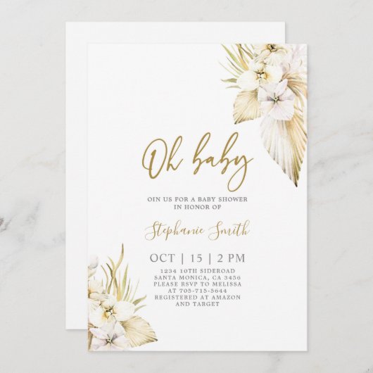 ボホデザートベビーシャワーガール招待状 招待状 (正面/裏面)