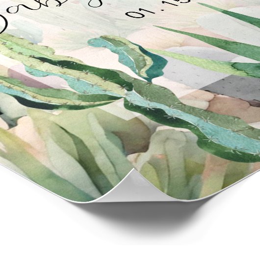 ボホデザート自然サボテン赤ちゃんシャワー歓迎サイン ポスター (角)