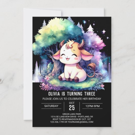 ボホデジタルカウー誕生日 招待状 (正面)