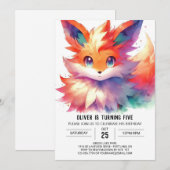 ボホデジタルキツネ誕生日 招待状 (正面/裏面)