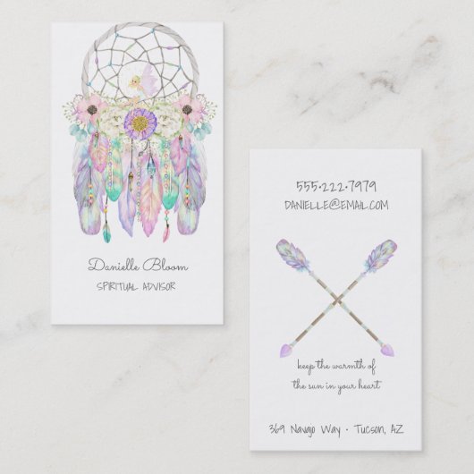 ボホトバル妖精ドリームキャッチャー矢印の羽 名刺 (正面/裏面)