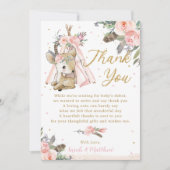 ボホトバル赤面フローラウッドランドディアベビーシャワー サンキューカード (正面)