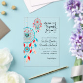 ボホトライバルの羽ドリームキャッチャー結婚ズ アクリル招待状 (インサイチュ (ウェディング))