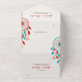 ボホトライバルの羽ドリームキャッチャー結婚ズ オールインワン招待状 (外側)