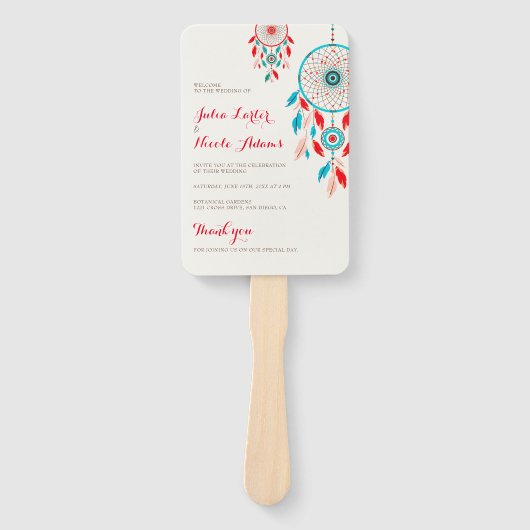 ボホトライバルの羽ドリームキャッチャー結婚ズ ハンドファン (正面)