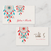 ボホトライバルの羽ドリームキャッチャー結婚ズ プレイスカード (正面/裏面)