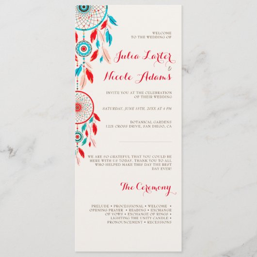 ボホトライバルの羽ドリームキャッチャー結婚ズ プログラム (正面)