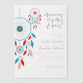 ボホトライバルの羽ドリームキャッチャー結婚ズ ベラム紙招待状 (正面)