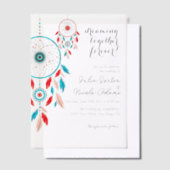 ボホトライバルの羽ドリームキャッチャー結婚ズ ベラム紙招待状 (オフセット)