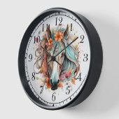 ボホトライバルウォーターカラーホースシスタイリッシュック 壁時計 (傾斜)