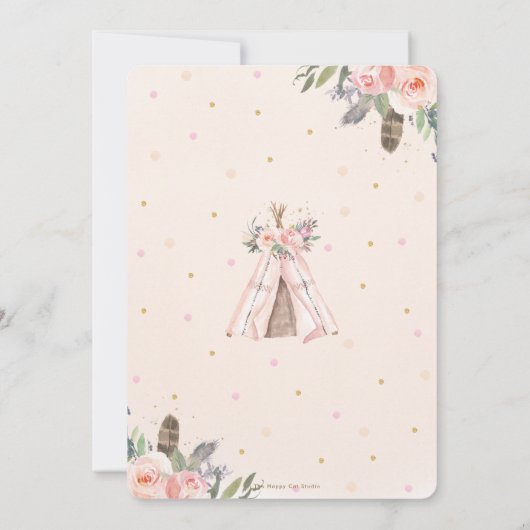 ボホトライバルウッドランドアニマルズ誕生日《キリスト教》洗礼式や命名式 サンキューカード (裏面)