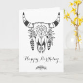 ボホトライバルスカルグレーアンドホワイトボヘミアン誕生日 カード (黄色い花)