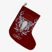 ボホトライバルスカル パーソナライズされた ラージクリスマスストッキング (正面 (吊り時))