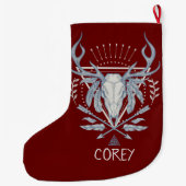 ボホトライバルスカル パーソナライズされた ラージクリスマスストッキング (裏面)