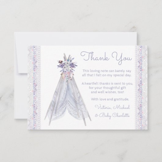 ボホトライバルテペベイビーシャワーサンキューカード サンキューカード (正面)