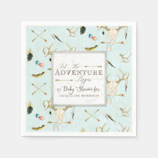 ボホトライバルディアー交差アローズ男の子の赤ちゃんシャワー スタンダードカクテルナプキン (正面)