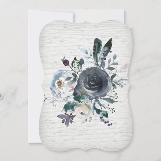 ボホトライバルフローラ〔雄ジカの〕枝角結婚式招待状ネイビー 招待状 (裏面)