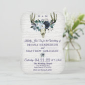 ボホトライバルフローラ〔雄ジカの〕枝角結婚式招待状ネイビー 招待状 (スタンド正面)