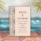 ボホトライバルプリントクリームアンドブラック 招待状