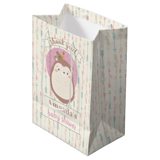 ボホトライバルヘッジホッグパステルアローベイビーシャワー ミディアムペーパーバッグ (正面アングル)