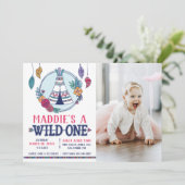 ボホトライバルワイルドワンフォトファースト誕生日 招待状 (スタンド正面)