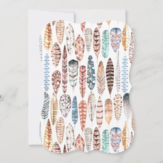 ボホトライバル羽毛の水色 | 赤ちゃんシャワーボーイ 招待状 (裏面)