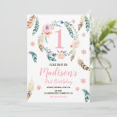 ボホトライバル1st誕生日招待状for a Girl 招待状 (スタンド正面)